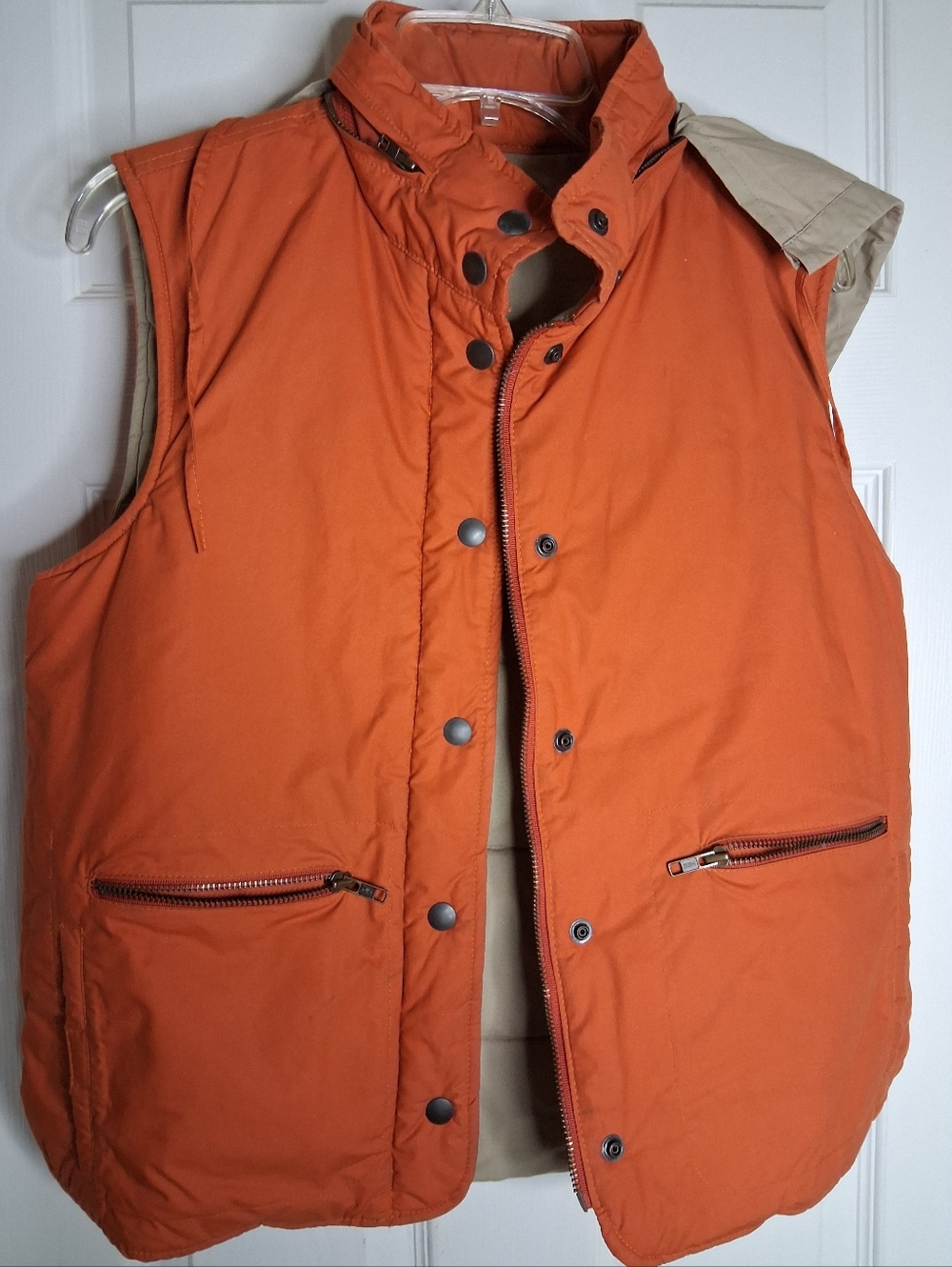 Vintage J. Crew Woman's Orange Quilted Puffer Vest Jacket SZ Small - Flaw